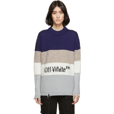 Shop Off-white Blue Ow Sweater In Blue/black