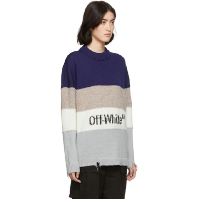 Shop Off-white Blue Ow Sweater In Blue/black