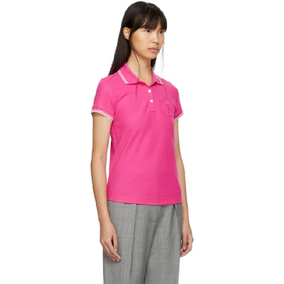 Shop Moncler Pink Logo Polo In 522 Hot Pin