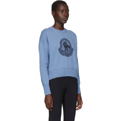 Shop Moncler Blue Knit Maglione Sweater In 785 Blue