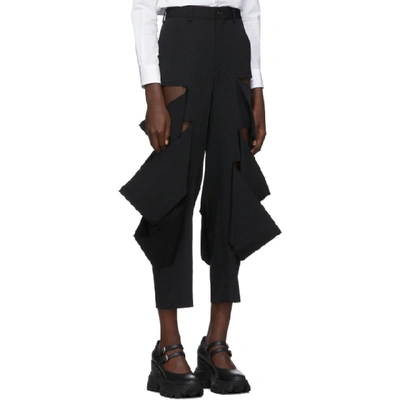 Shop Comme Des Garçons Comme Des Garcons Black Wool Multi Slit Trousers In 1 Black