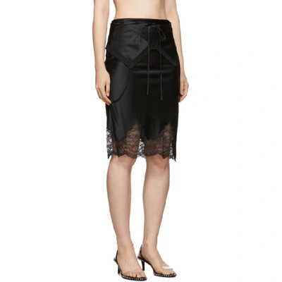 Shop Alexander Wang Black Tie Fold Over Slip Skirt In 001 Black