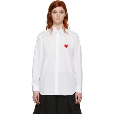 Shop Comme Des Garçons Play White Men's Fit Heart Patch Shirt