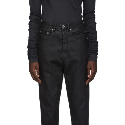Shop Rick Owens Drkshdw Black Waxed Cropped Collapse Jeans In 09 Black