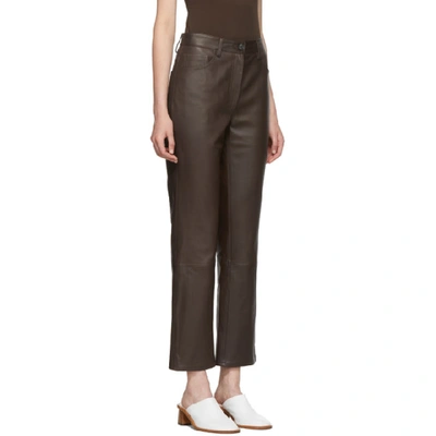 Shop The Row Brown Leather Charlee Trousers In Esp Espress