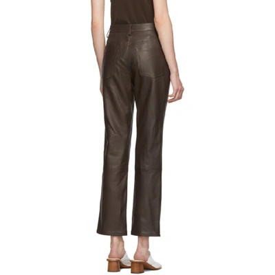 Shop The Row Brown Leather Charlee Trousers In Esp Espress