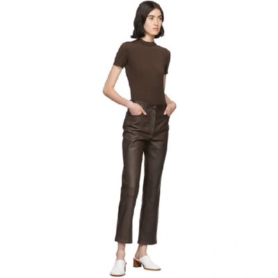 Shop The Row Brown Leather Charlee Trousers In Esp Espress
