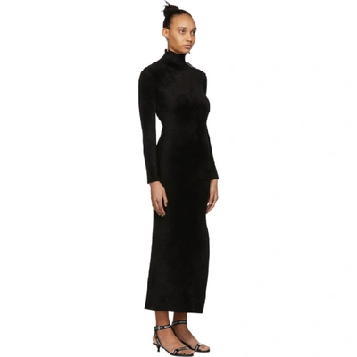Shop Balenciaga Black Velvet Turtleneck Fitted Dress
