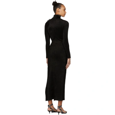 Shop Balenciaga Black Velvet Turtleneck Fitted Dress