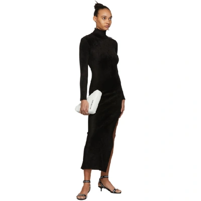 Shop Balenciaga Black Velvet Turtleneck Fitted Dress