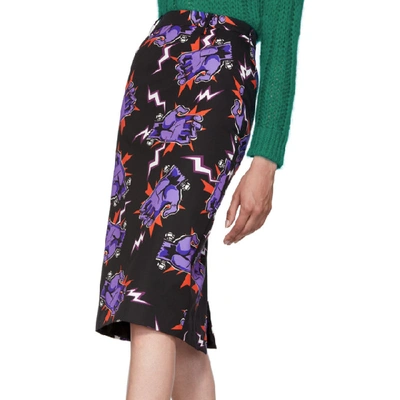 Shop Prada Black Universal Studios Edition Hands Pencil Skirt In Viola