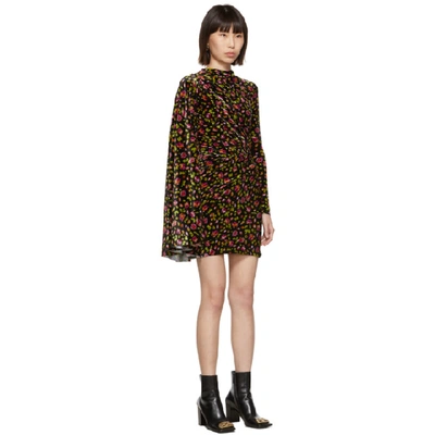 Shop Balenciaga Black Velvet Floral Asymmetric Drape Dress In 8068 Blk Pi