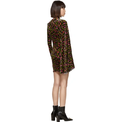 Shop Balenciaga Black Velvet Floral Asymmetric Drape Dress In 8068 Blk Pi