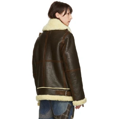 Shop Acne Studios Brown Shearling New Velocite Jacket In Dark Brown/