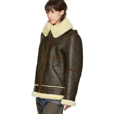 Shop Acne Studios Brown Shearling New Velocite Jacket In Dark Brown/