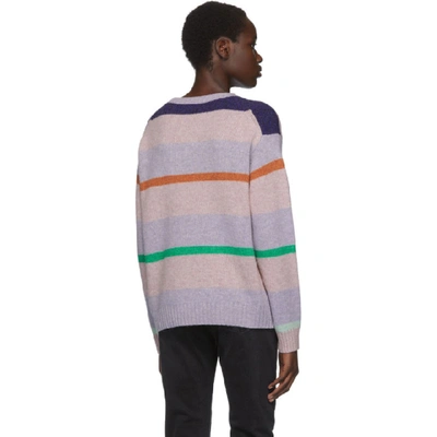 Shop Acne Studios Purple Shetland Striped Sweater In Lilac Multi