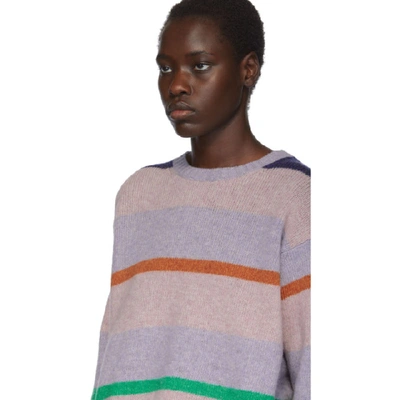 Shop Acne Studios Purple Shetland Striped Sweater In Lilac Multi