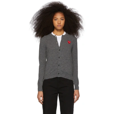 Shop Comme Des Garçons Play Comme Des Garcons Play Grey And Red Heart Cardigan