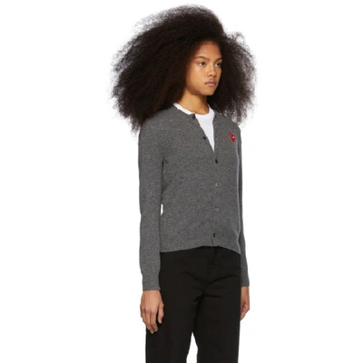 Shop Comme Des Garçons Play Comme Des Garcons Play Grey And Red Heart Cardigan