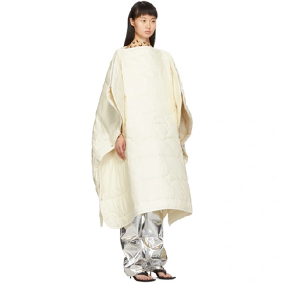 Shop Marine Serre Off-white Upcycled Bed Covers Radiation Poncho In Ivory