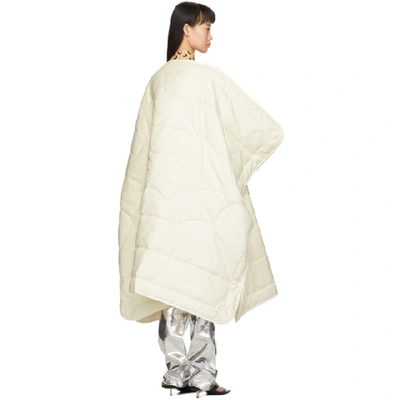 Shop Marine Serre Off-white Upcycled Bed Covers Radiation Poncho In Ivory