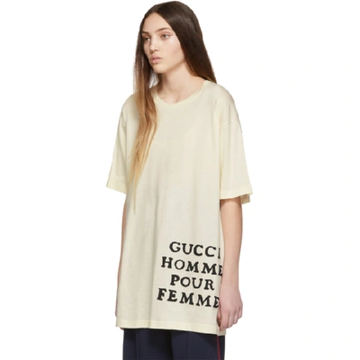 Shop Gucci Ivory Homme Pour Femme T-shirt In 7138 Ivory