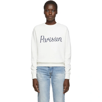 Shop Maison Kitsuné Maison Kitsune White Parisien Sweatshirt