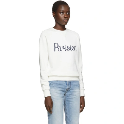 Shop Maison Kitsuné Maison Kitsune White Parisien Sweatshirt