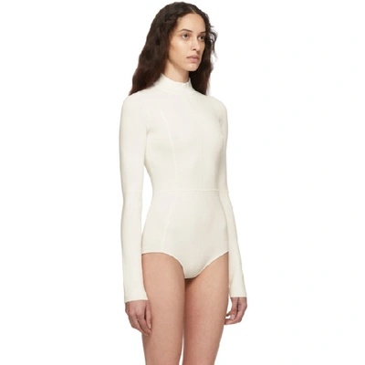 Shop Helmut Lang Off-white Viscose Bodysuit In Ecru