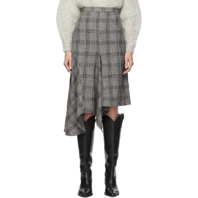 Shop Isabel Marant Black And White Diesty Checked Suit Skirt In Bkec Black/