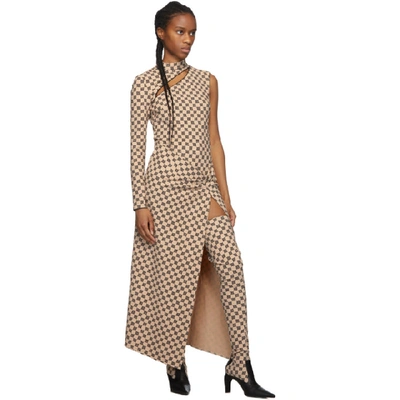 Shop Misbhv Beige Monogram Single-sleeve Dress
