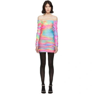 Shop Sies Marjan Multicolor Tie-dye Glitter Jolene Off-shoulder Dress In Y/pmu Multi