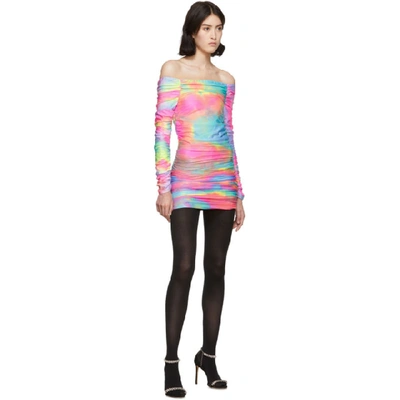 Shop Sies Marjan Multicolor Tie-dye Glitter Jolene Off-shoulder Dress In Y/pmu Multi