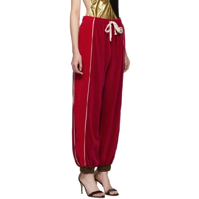 Shop Gucci Red Chenille Drawstring Lounge Pants In 6432 Red