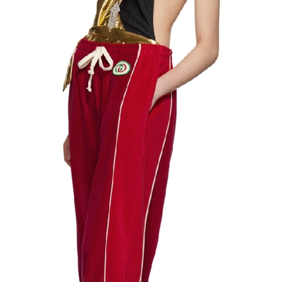 Shop Gucci Red Chenille Drawstring Lounge Pants In 6432 Red