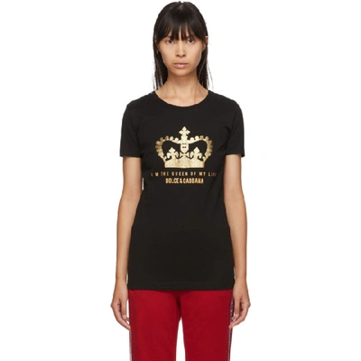 Shop Dolce & Gabbana Dolce And Gabbana Black Crown Logo T-shirt In N0000 Black