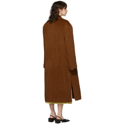 Shop Acne Studios Brown Alpaca Double-breasted Coat In Caramel Bro