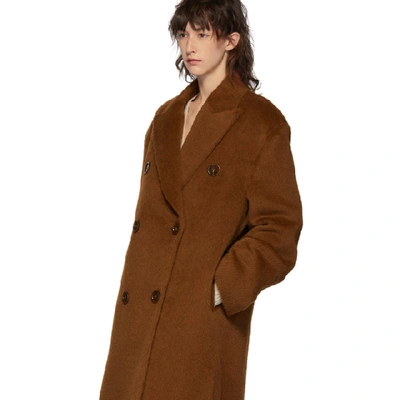 Shop Acne Studios Brown Alpaca Double-breasted Coat In Caramel Bro