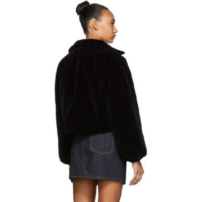 Shop Opening Ceremony Black Cropped Velvet Puffer Jacket In 0001 Black