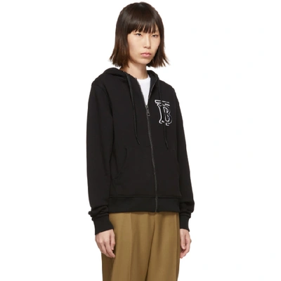 Shop Burberry Black Monogram Oversized Aubree Hoodie