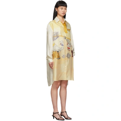 Shop Lanvin Off-white Babar Edition Silk Shirt Dress In S1 Multicol