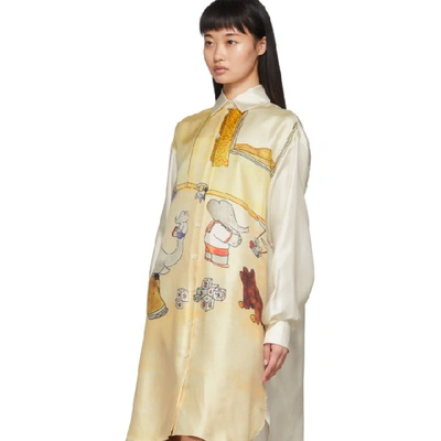 Shop Lanvin Off-white Babar Edition Silk Shirt Dress In S1 Multicol