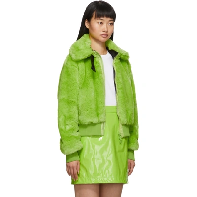 Shop Kirin Green Faux-fur Smiley Jacket