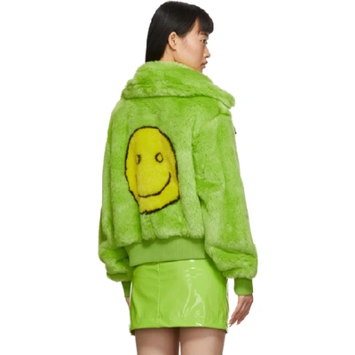 Shop Kirin Green Faux-fur Smiley Jacket