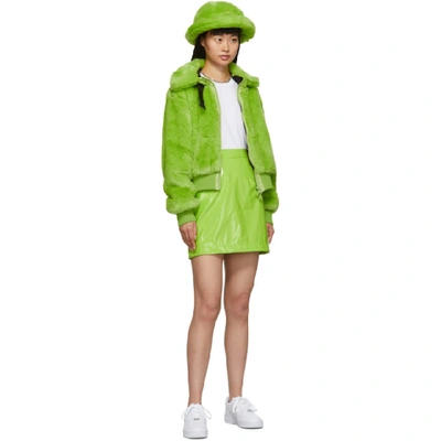 Shop Kirin Green Faux-fur Smiley Jacket