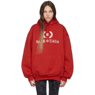 Shop Balenciaga Red Bb Hoodie In 6400 Red