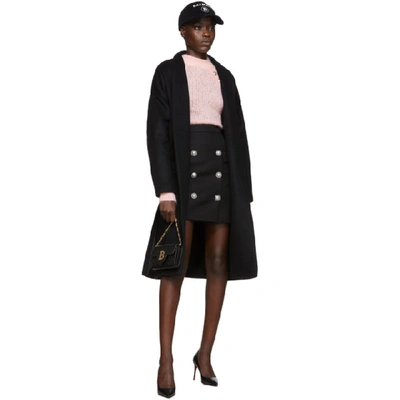 Shop Balmain Black High-waisted Button Miniskirt In 0pa Black