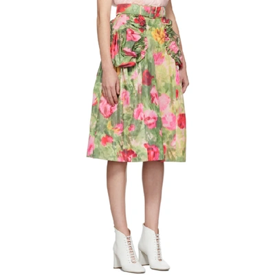 Shop Simone Rocha Multicolor Smocked Skirt In Green Flowe