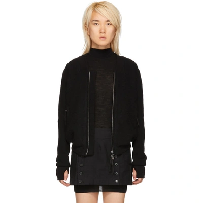 Shop Boris Bidjan Saberi Black Wool & Cashmere Bomber Jacket