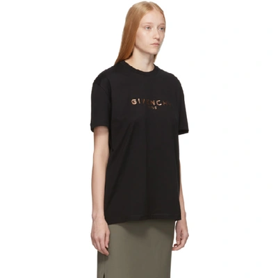 Shop Givenchy Black Rose Gold Print Logo T-shirt In 001 Black